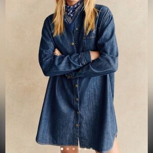 Sezane NWT Sadie Denim Shirt Dress in Deep Blue